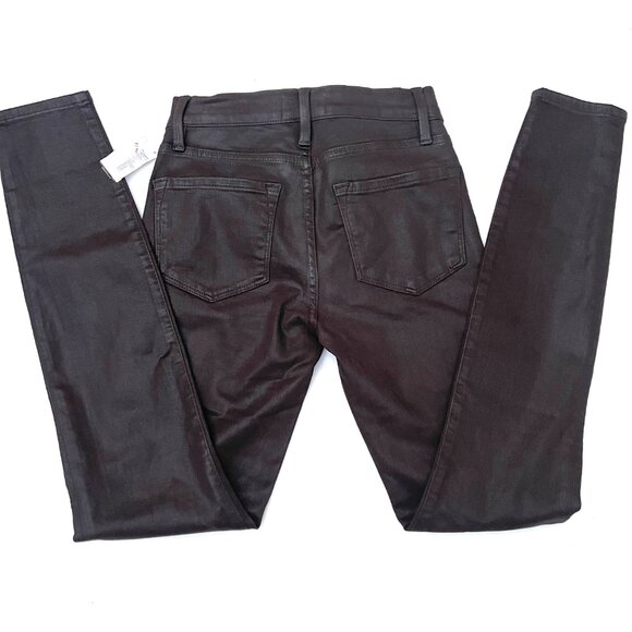 NWT $253 Frame le skinny de Jeanne coated black stretchy jeans 25 - Picture 5 of 12